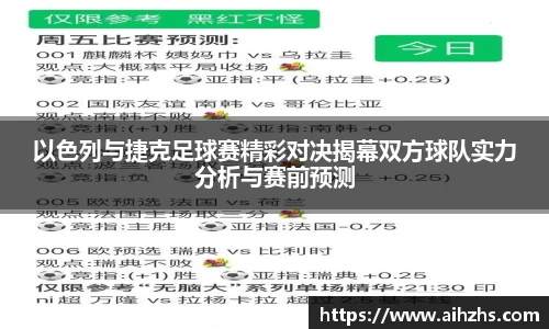 以色列与捷克足球赛精彩对决揭幕双方球队实力分析与赛前预测